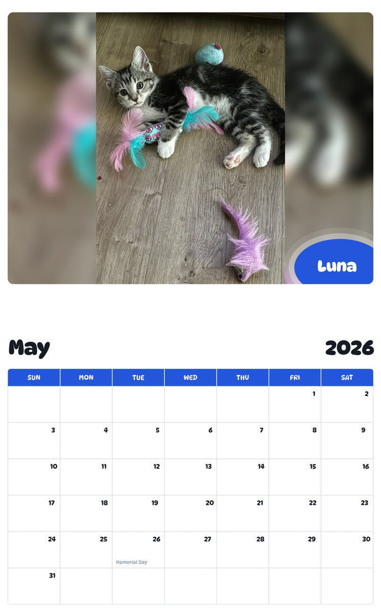 2026 - 2027 Luna - Pawidols Pet Calendar
