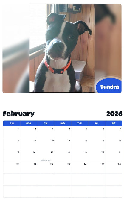 October 2025 - September 2026 Tundra - Pawidols Pet Calendar