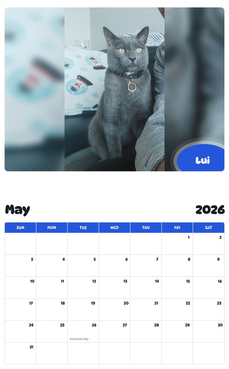 2026 - 2027 Lui - Pawidols Pet Calendar