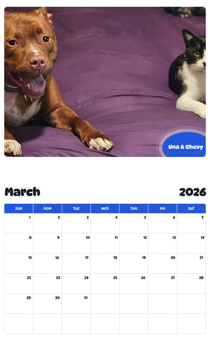 November 2025 - October 2026 Una & Chevy - Pawidols Pet Calendar
