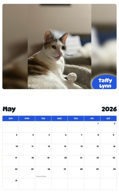 2026 - 2027 Taffy Lynn - Pawidols Pet Calendar