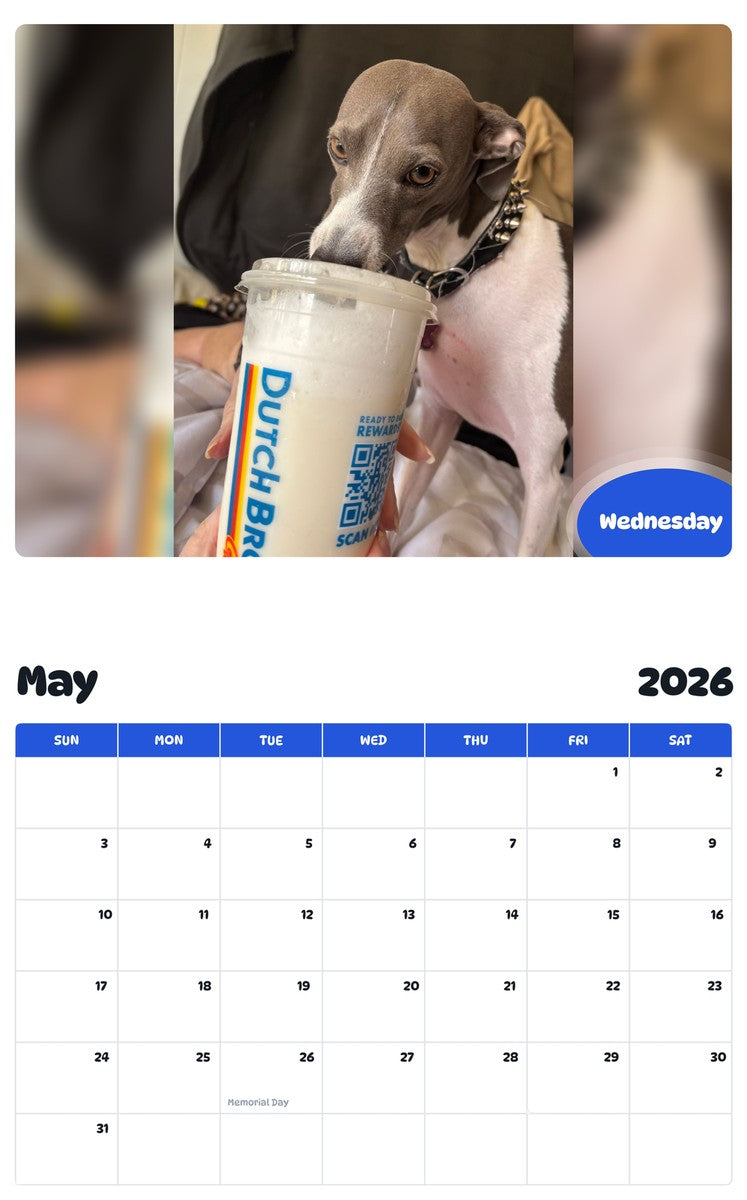 2026 - 2027 Wednesday - Pawidols Pet Calendar