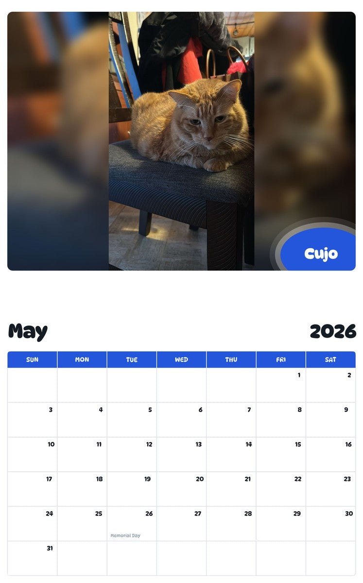 2026 - 2027 Cujo - Pawidols Pet Calendar