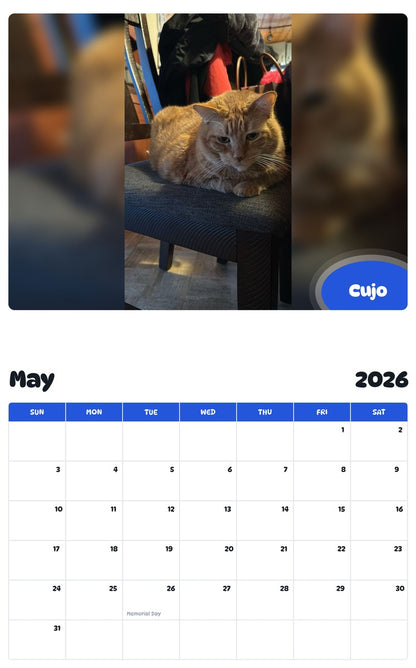 2026 - 2027 Cujo - Pawidols Pet Calendar
