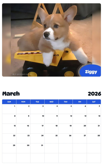 November 2025 - October 2026 Ziggy - Pawidols Pet Calendar