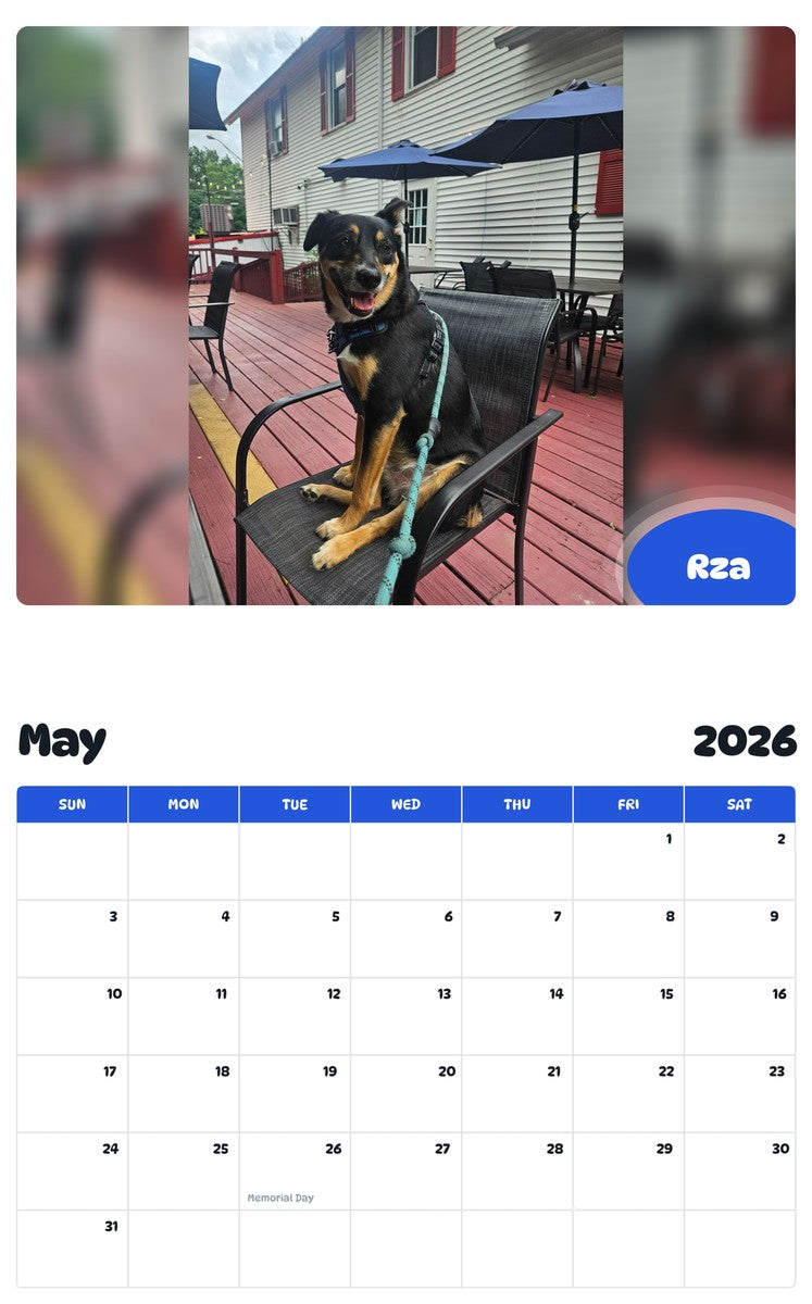2026 - 2027 Rza - Pawidols Pet Calendar
