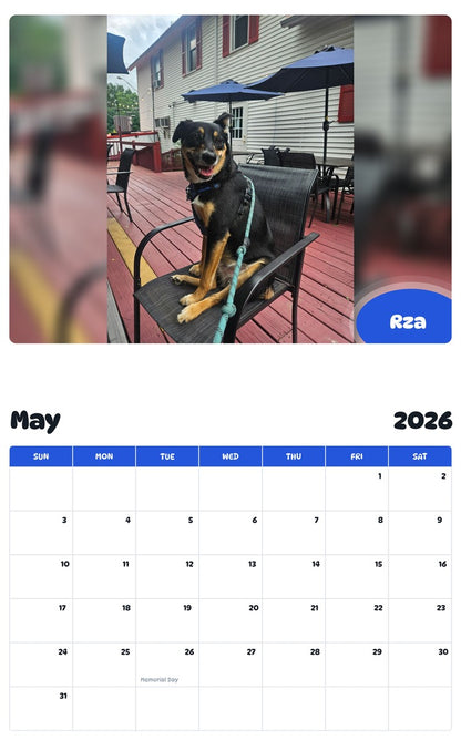 2026 - 2027 Rza - Pawidols Pet Calendar