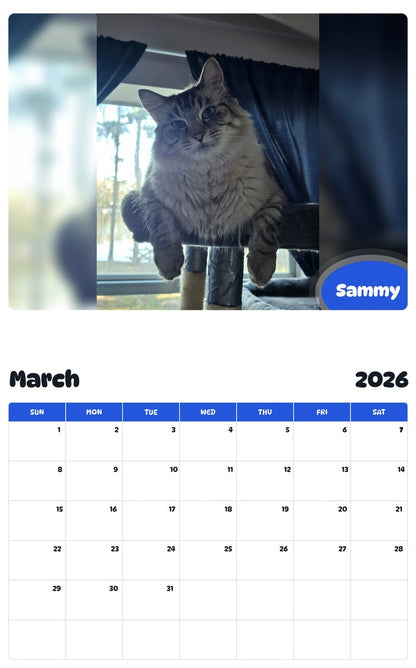 November 2025 - October 2026 Sammy - Pawidols Pet Calendar