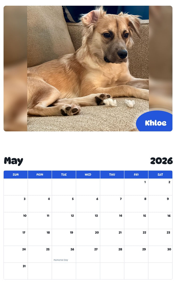 2026 - 2027 Khloe - Pawidols Pet Calendar