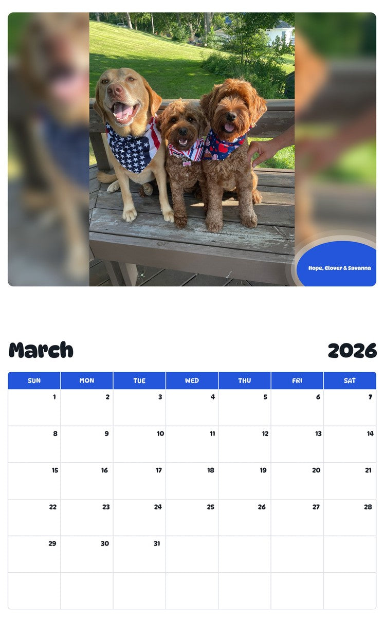 November 2025 - October 2026 Hope, Clover & Savanna - Pawidols Pet Calendar