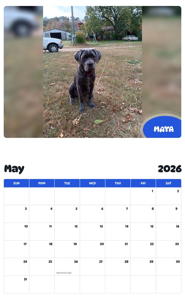 2026 - 2027 MAYA - Pawidols Pet Calendar