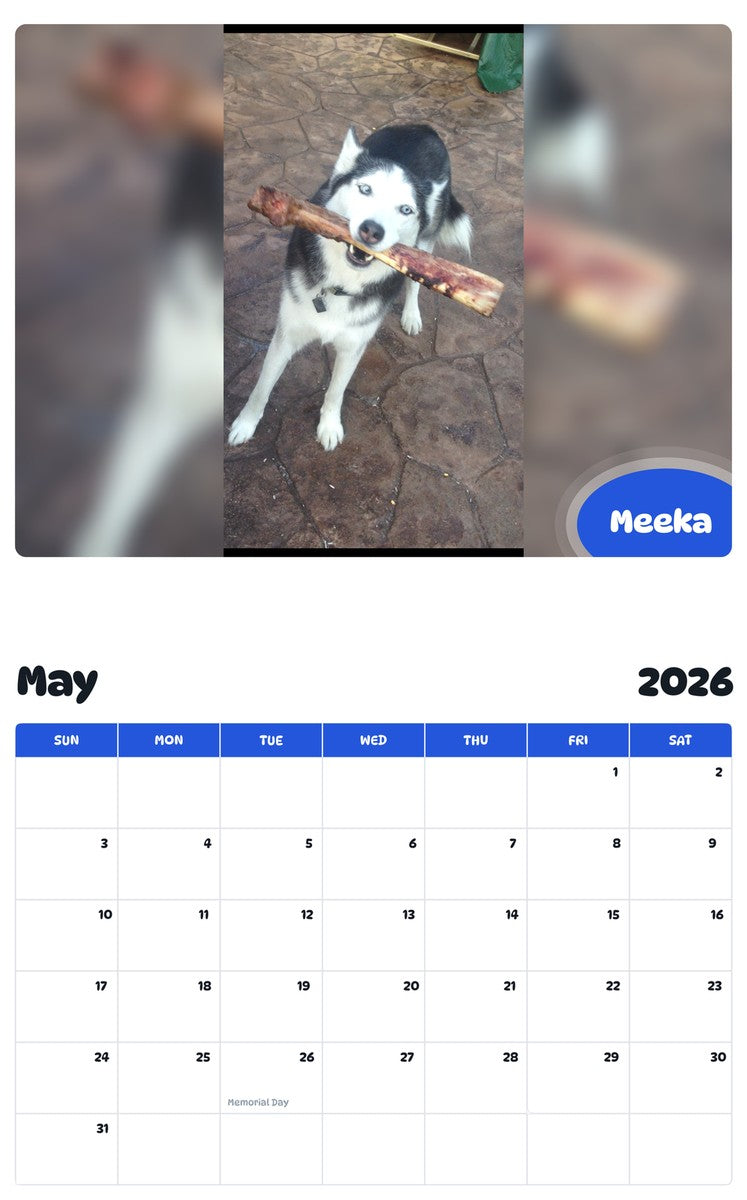 2026 - 2027 Meeka - Pawidols Pet Calendar