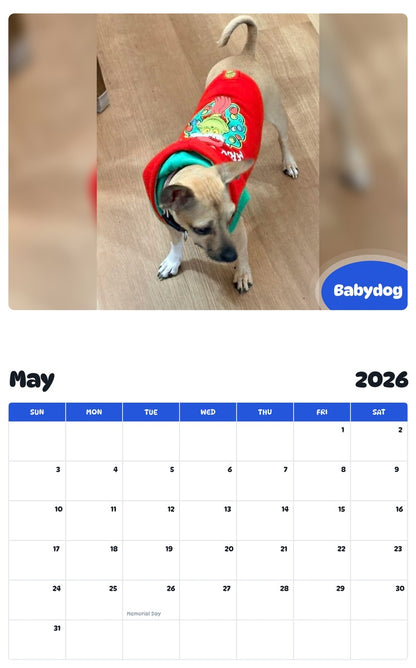 2026 - 2027 Babydog - Pawidols Pet Calendar