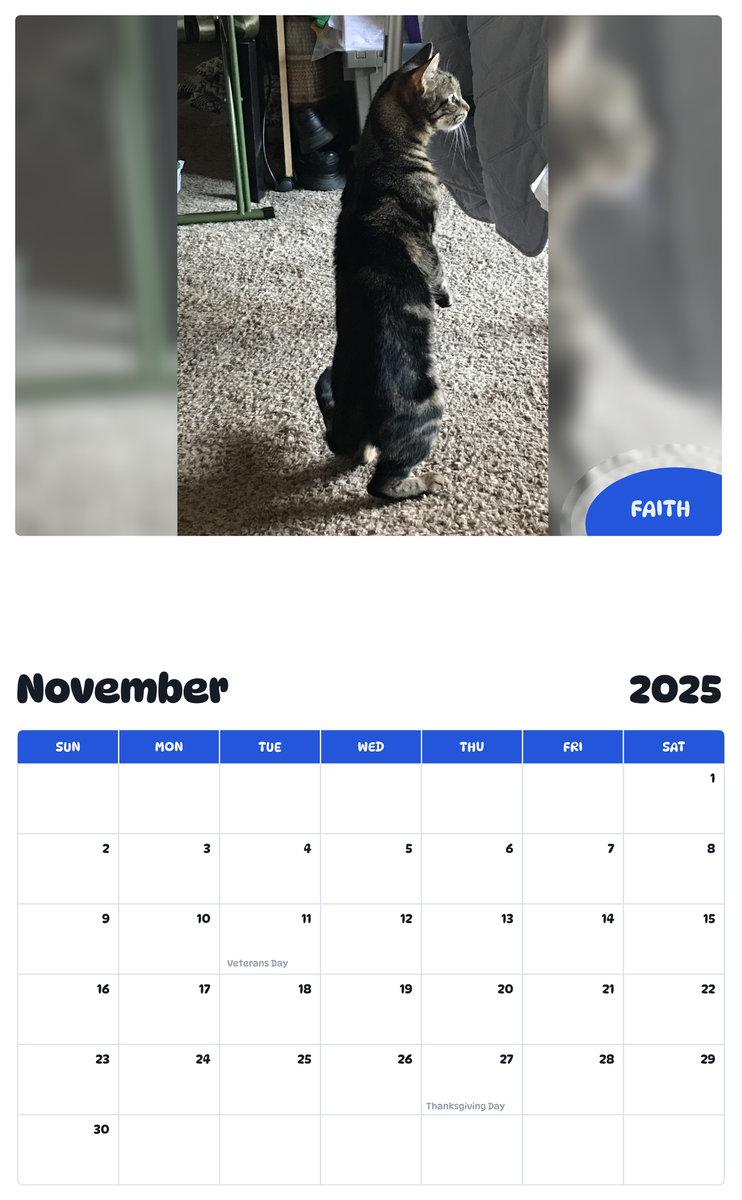 July 2025 - June 2026 Faith - Pawidols Pet Calendar