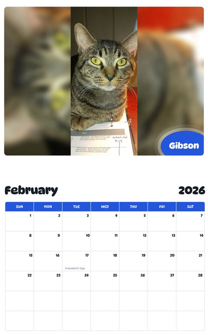 October 2025 - September 2026 Gibson - Pawidols Pet Calendar