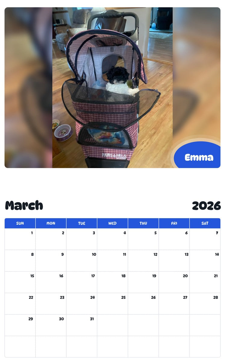 November 2025 - October 2026 Emma - Pawidols Pet Calendar