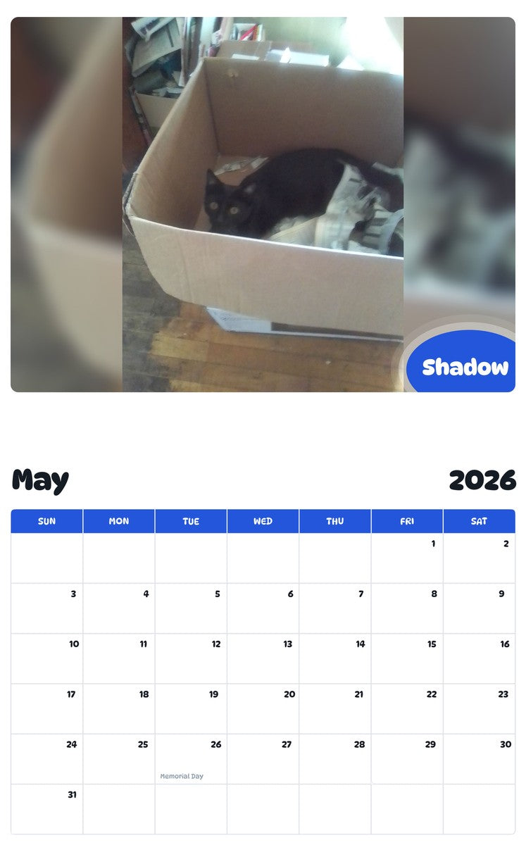 2026 - 2027 Shadow - Pawidols Pet Calendar