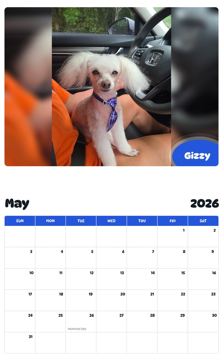2026 - 2027 Gizzy - Pawidols Pet Calendar