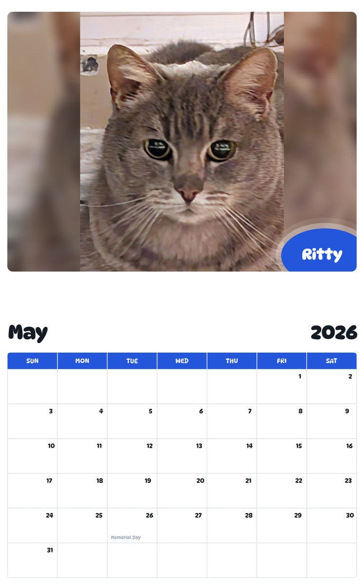 2026 - 2027 Ritty - Pawidols Pet Calendar