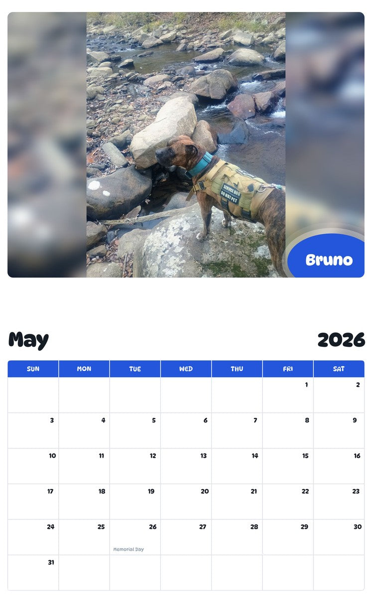 2026 - 2027 Bruno - Pawidols Pet Calendar