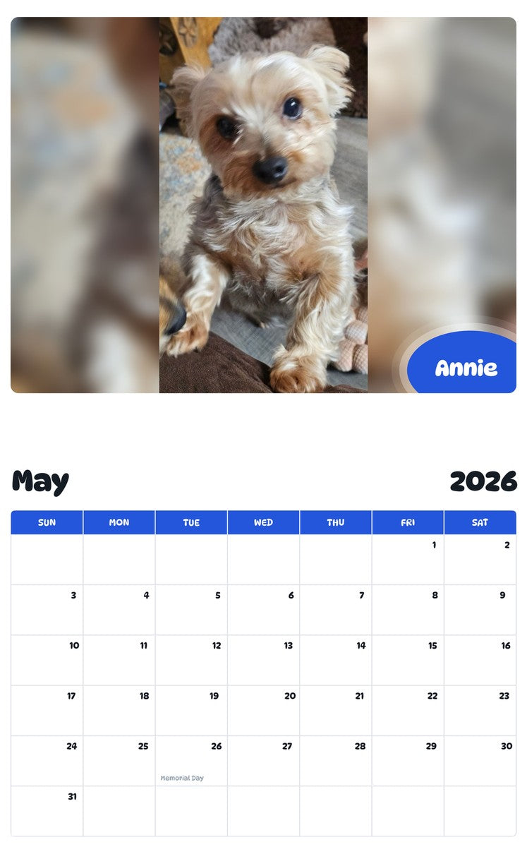 2026 - 2027 Annie - Pawidols Pet Calendar