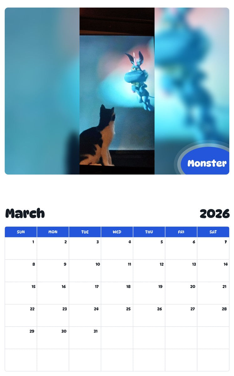 November 2025 - October 2026 Monster - Pawidols Pet Calendar