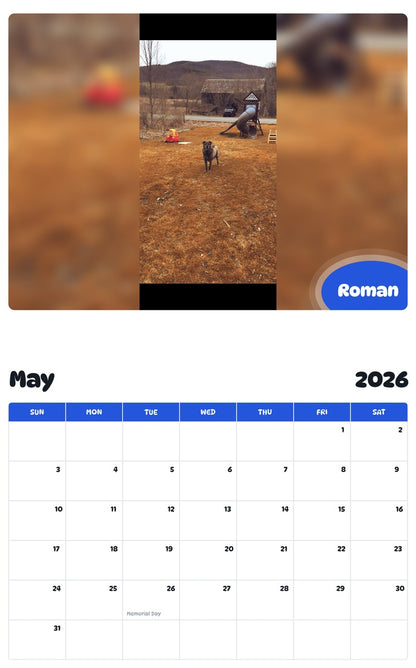 2026 - 2027 Roman - Pawidols Pet Calendar