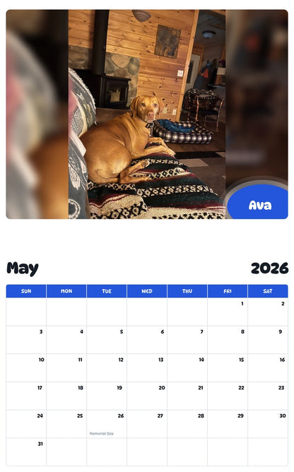 2026 - 2027 Ava - Pawidols Pet Calendar