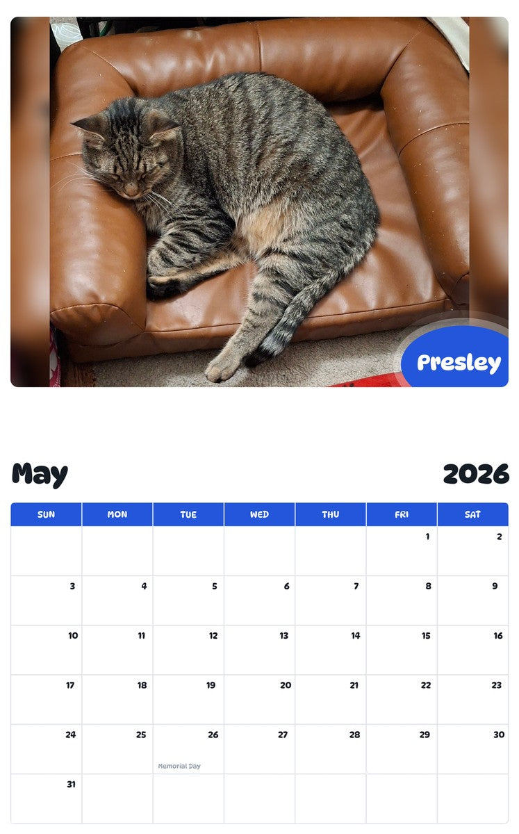 2026 - 2027 Presley - Pawidols Pet Calendar