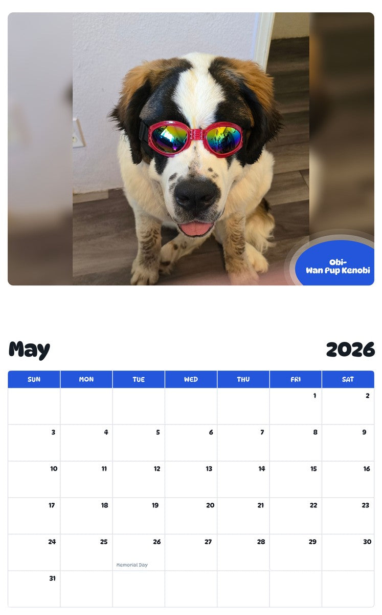 2026 - 2027 Obi-Wan Pup Kenobi - Pawidols Pet Calendar
