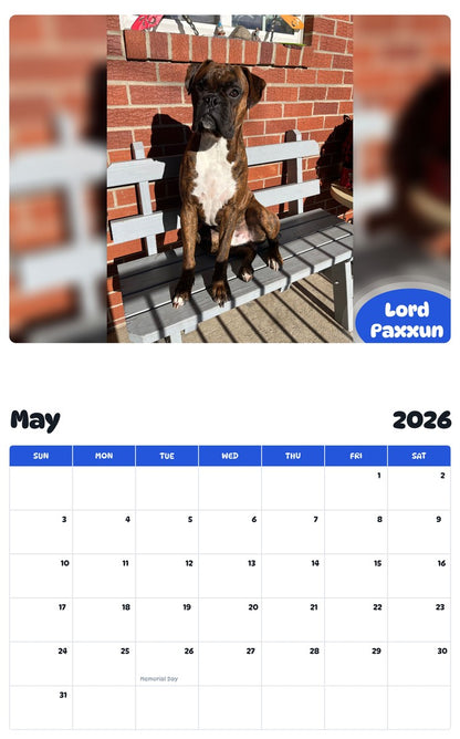 2026 - 2027 Lord Paxxun - Pawidols Pet Calendar