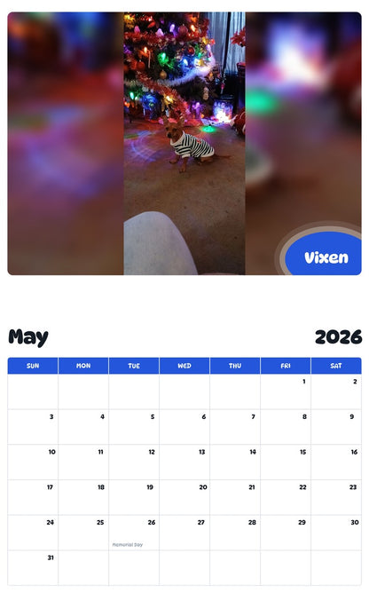 2026 - 2027 Vixen - Pawidols Pet Calendar