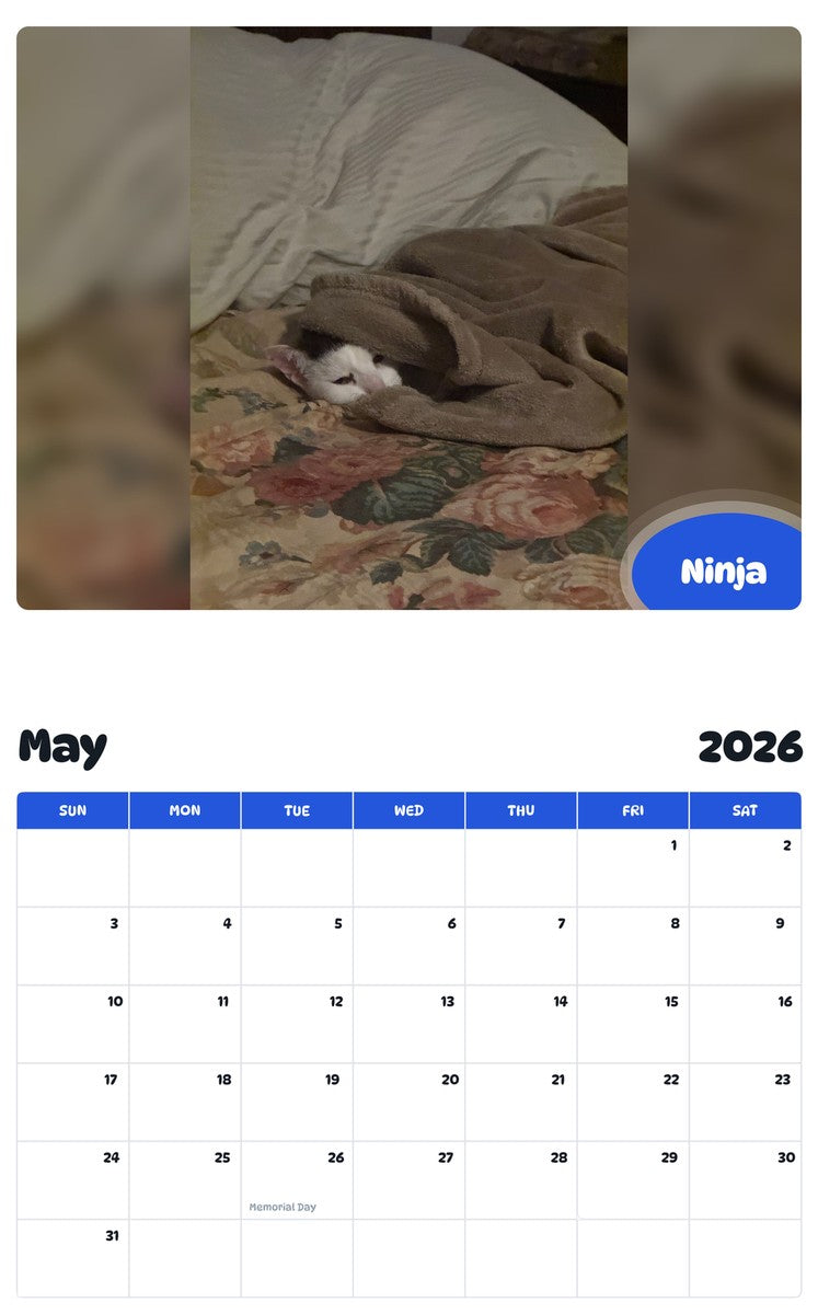 2026 - 2027 Ninja - Pawidols Pet Calendar