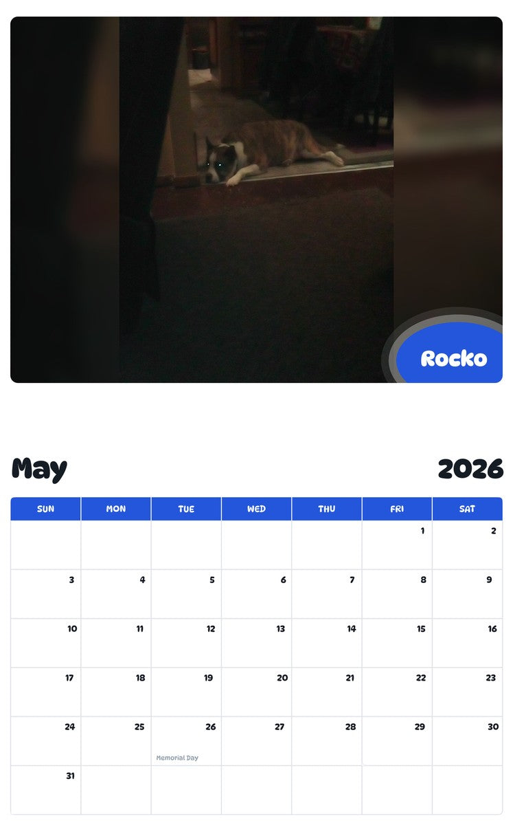 2026 - 2027 Rocko - Pawidols Pet Calendar