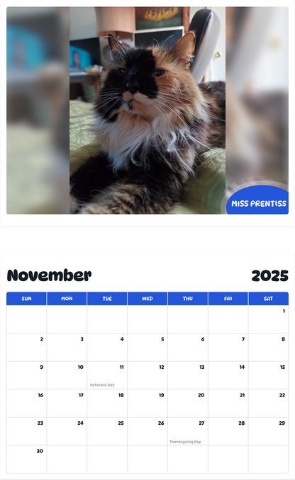 July 2025 - June 2026 Miss Prentiss - Pawidols Pet Calendar