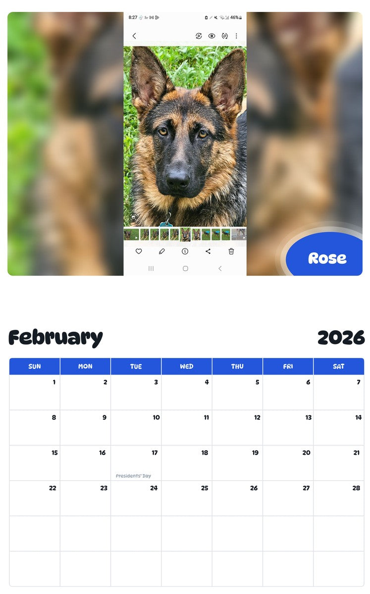 November 2025 - October 2026 Rose - Pawidols Pet Calendar