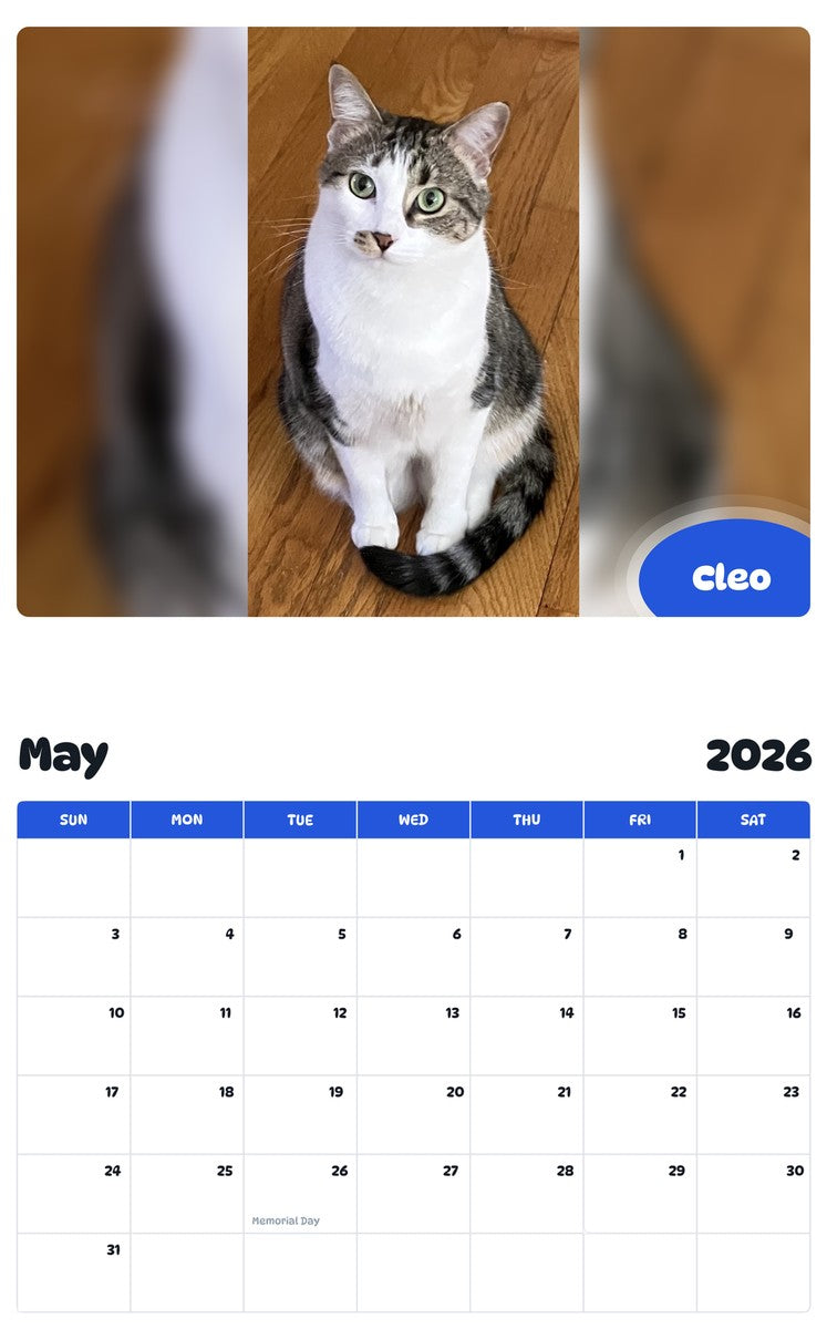 2026 - 2027 Cleo - Pawidols Pet Calendar