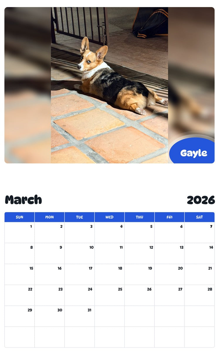 November 2025 - October 2026 Gayle - Pawidols Pet Calendar