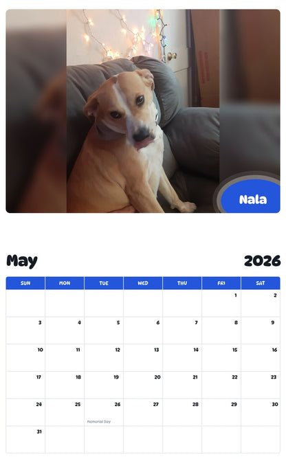 2026 - 2027 Nala - Pawidols Pet Calendar