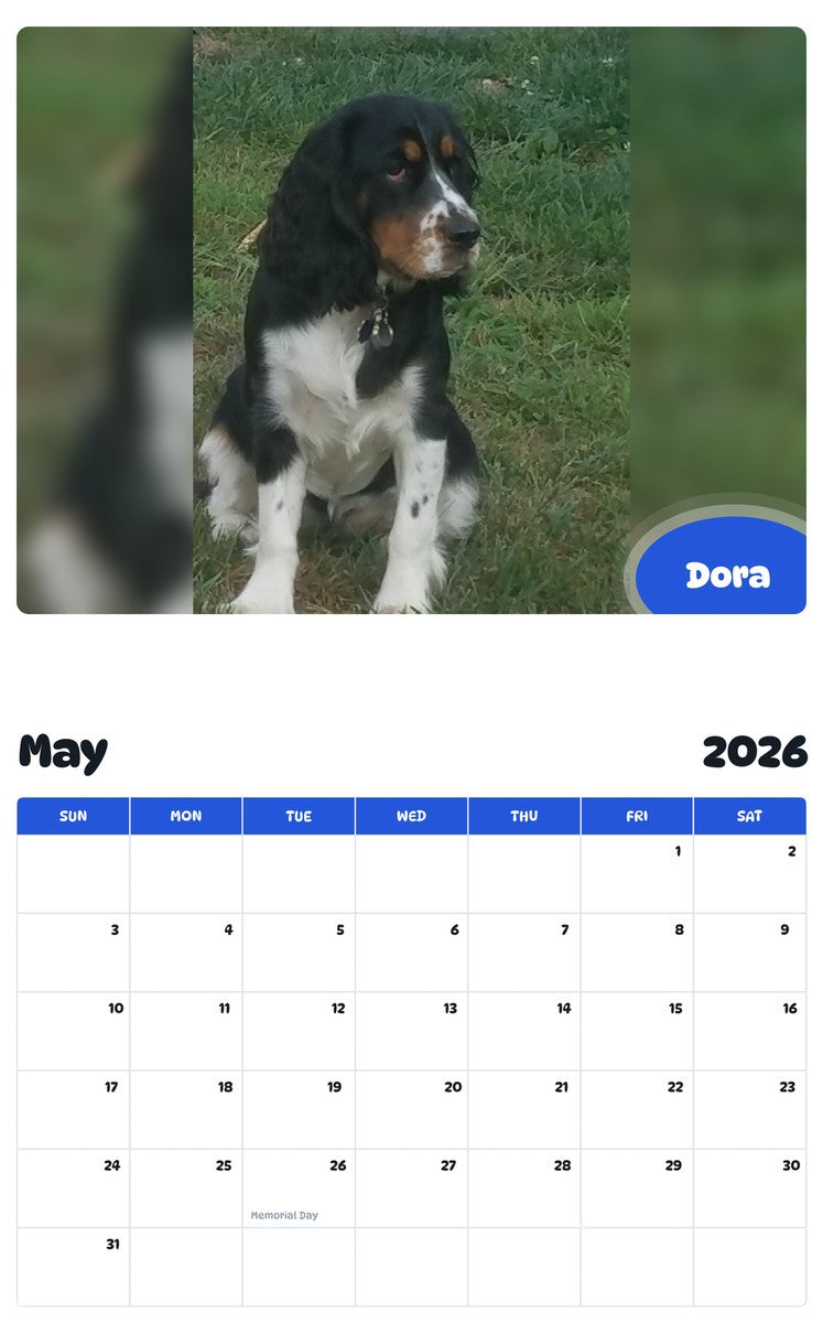 2026 - 2027 Dora - Pawidols Pet Calendar