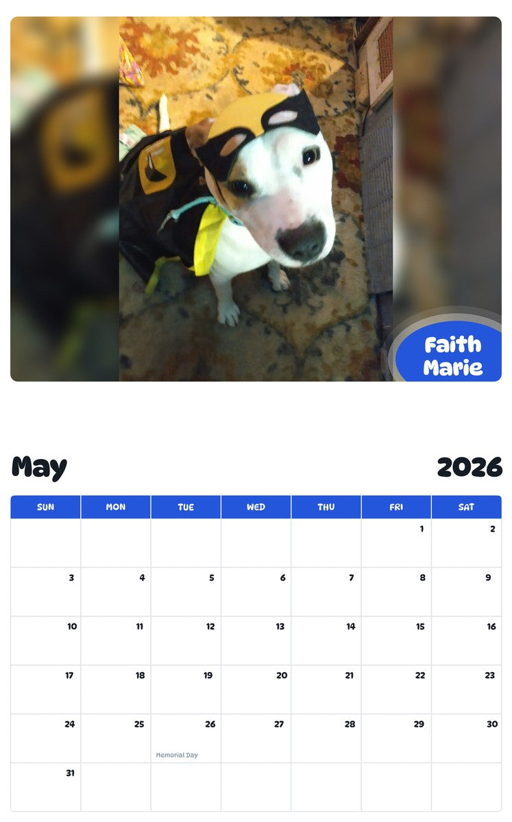 2026 - 2027 Faith Marie - Pawidols Pet Calendar