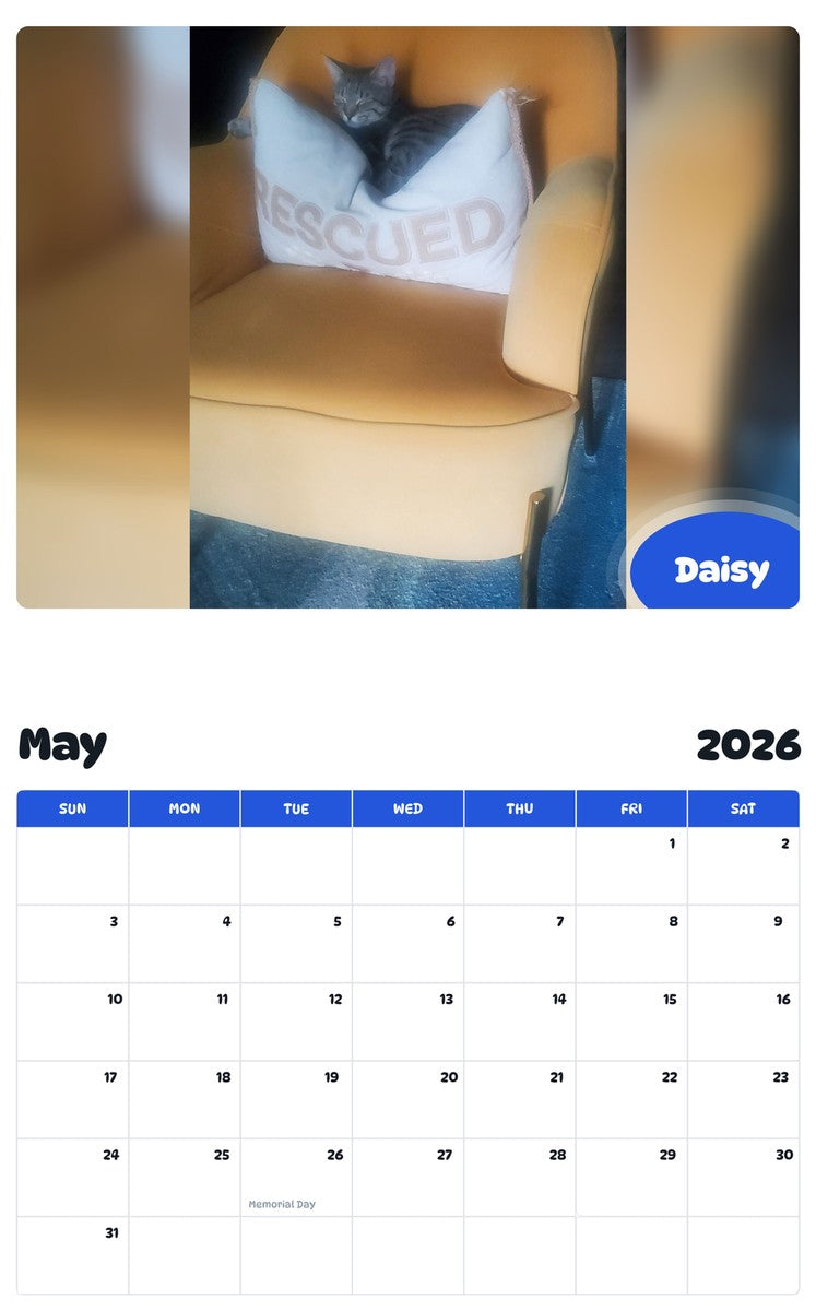 2026 - 2027 Daisy - Pawidols Pet Calendar