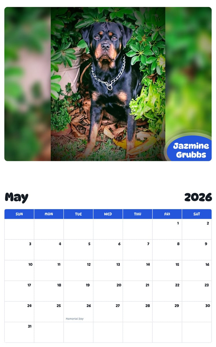 2026 - 2027 Jazmine Grubbs - Pawidols Pet Calendar
