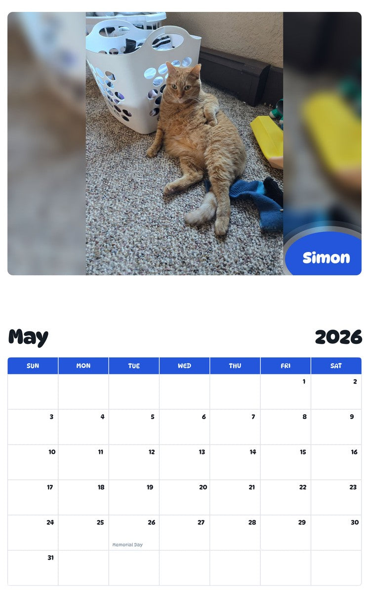 2026 - 2027 Simon - Pawidols Pet Calendar