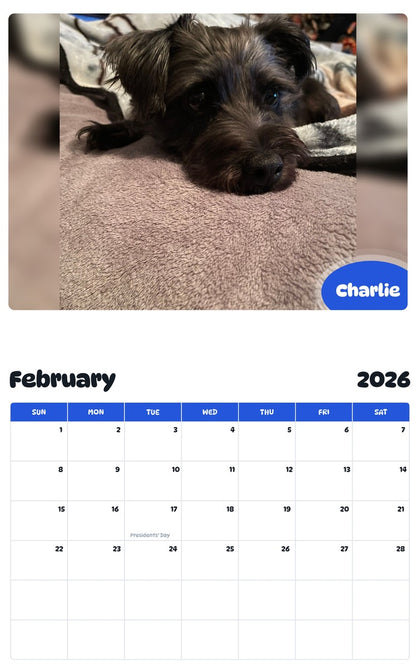 October 2025 - September 2026 Charlie - Pawidols Pet Calendar