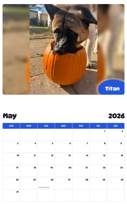 2026 - 2027 Titan - Pawidols Pet Calendar