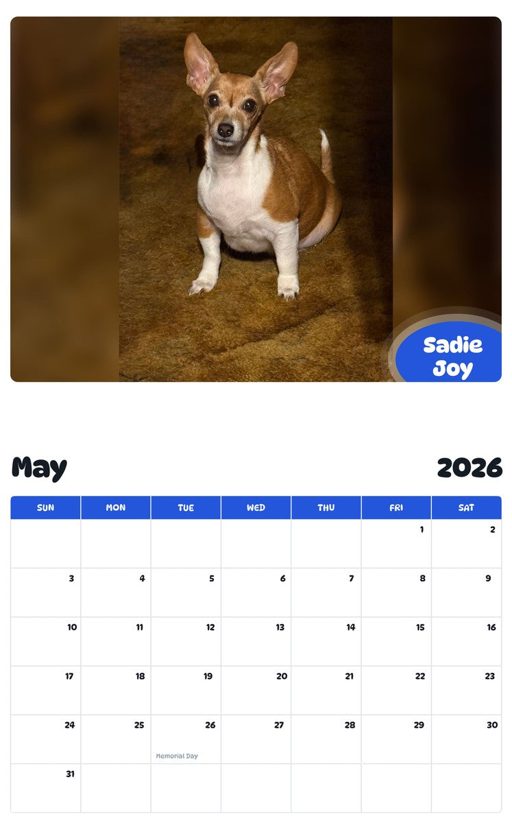 2026 - 2027 Sadie Joy - Pawidols Pet Calendar