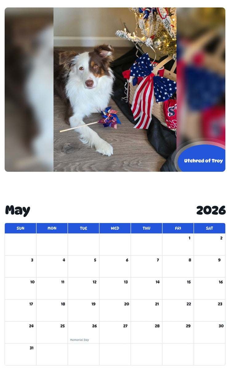 2026 - 2027 Utchred of Troy - Pawidols Pet Calendar