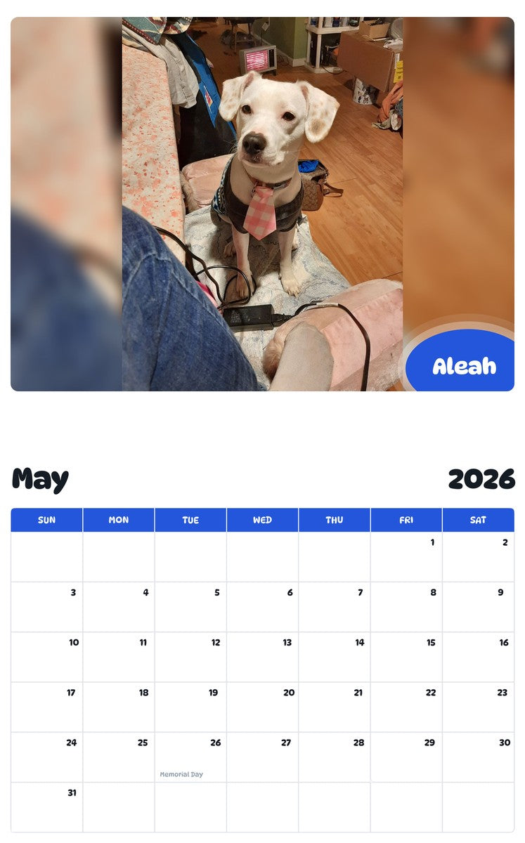 2026 - 2027 Aleah - Pawidols Pet Calendar