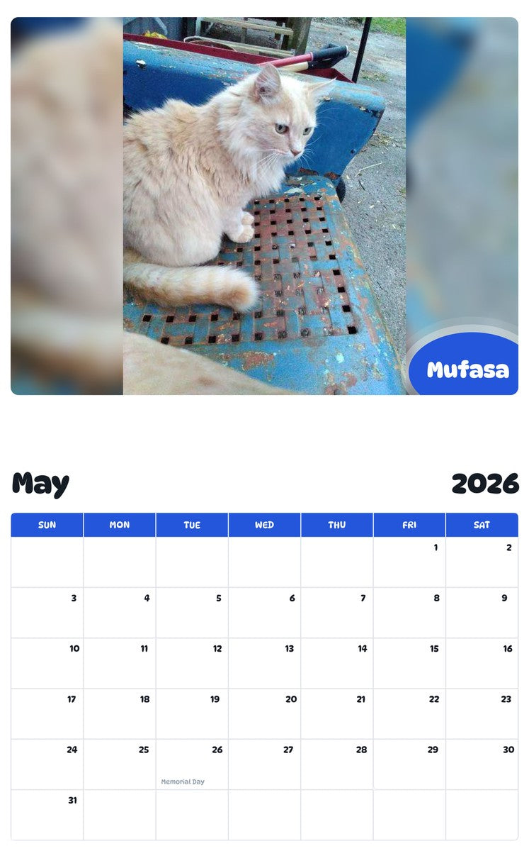 2026 - 2027 Mufasa - Pawidols Pet Calendar